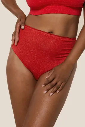 Culotte Taille Haute Coton BIO - Paillettes Rouge