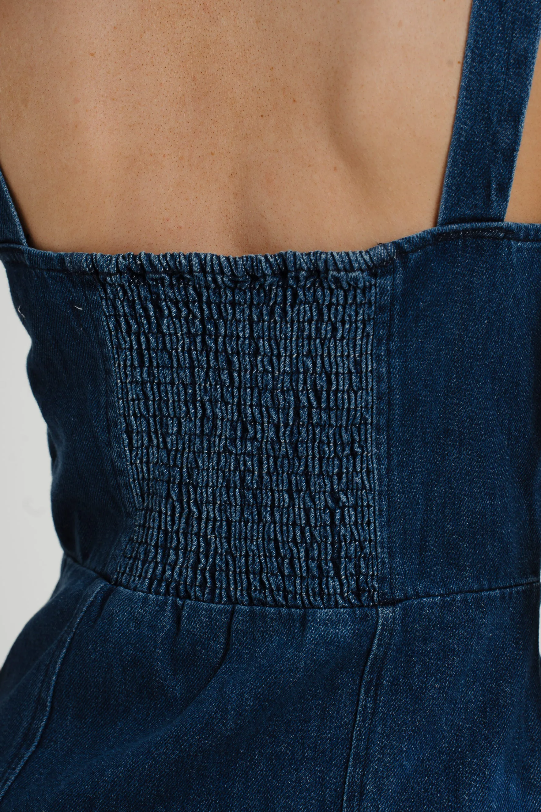 Daisy Zip Front Denim Dress In Dark Wash