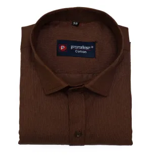 Dark Brown Color Polyester Shirt For Men