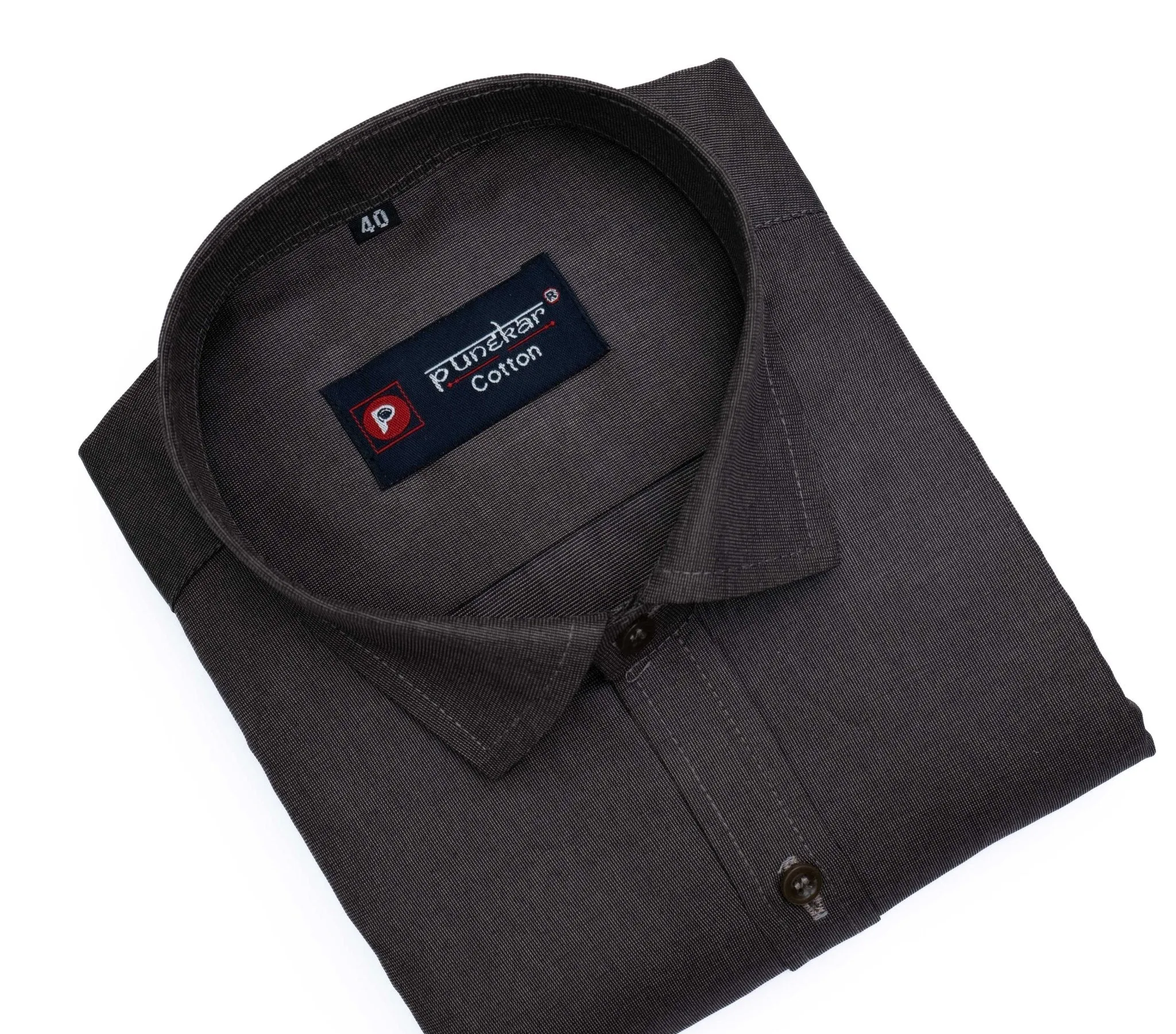 Dark Grey Color Polyester Shirt For Men