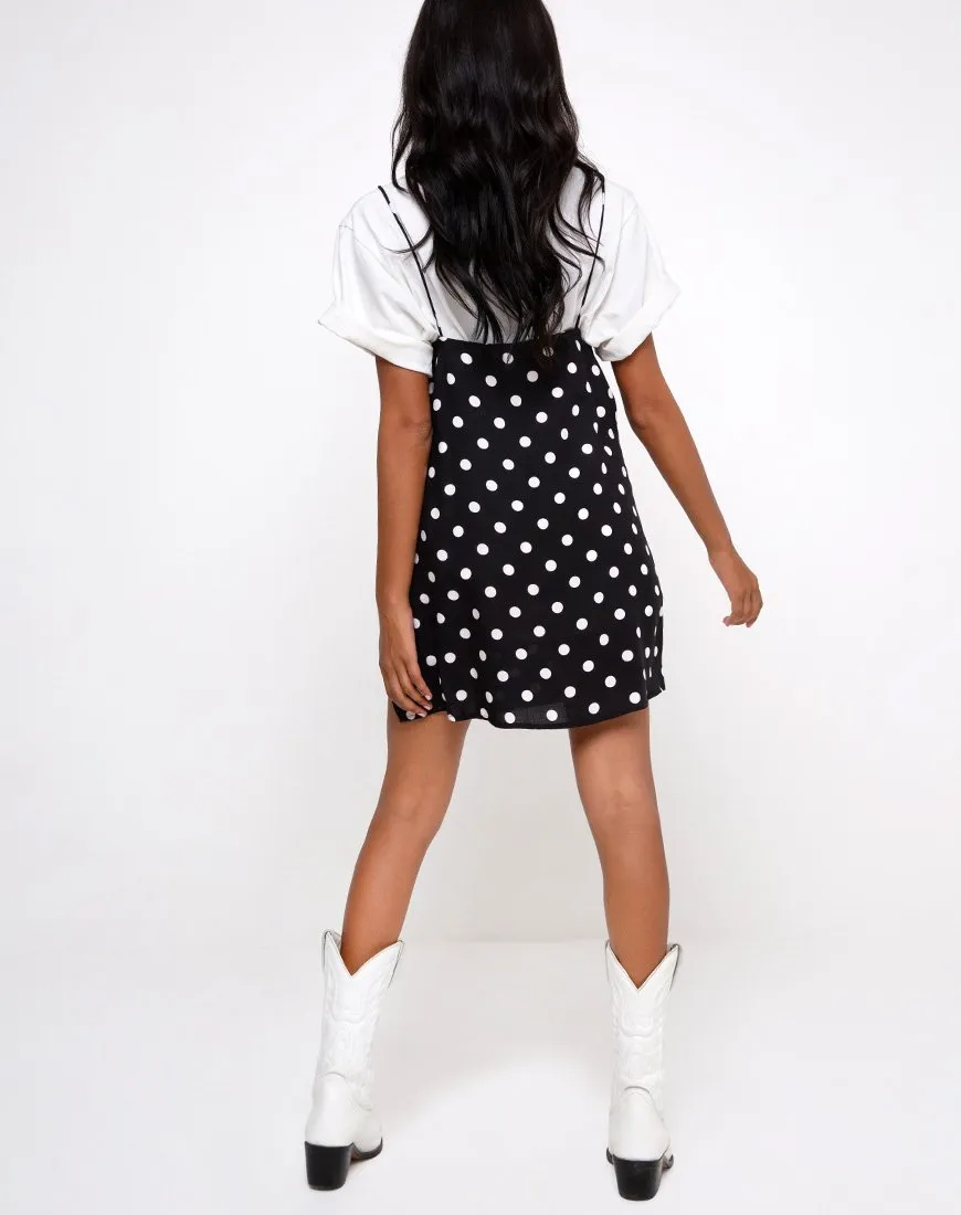 Datista Slip Dress in 80's Polka Black