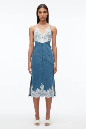 Denim Slip Dress With Lace