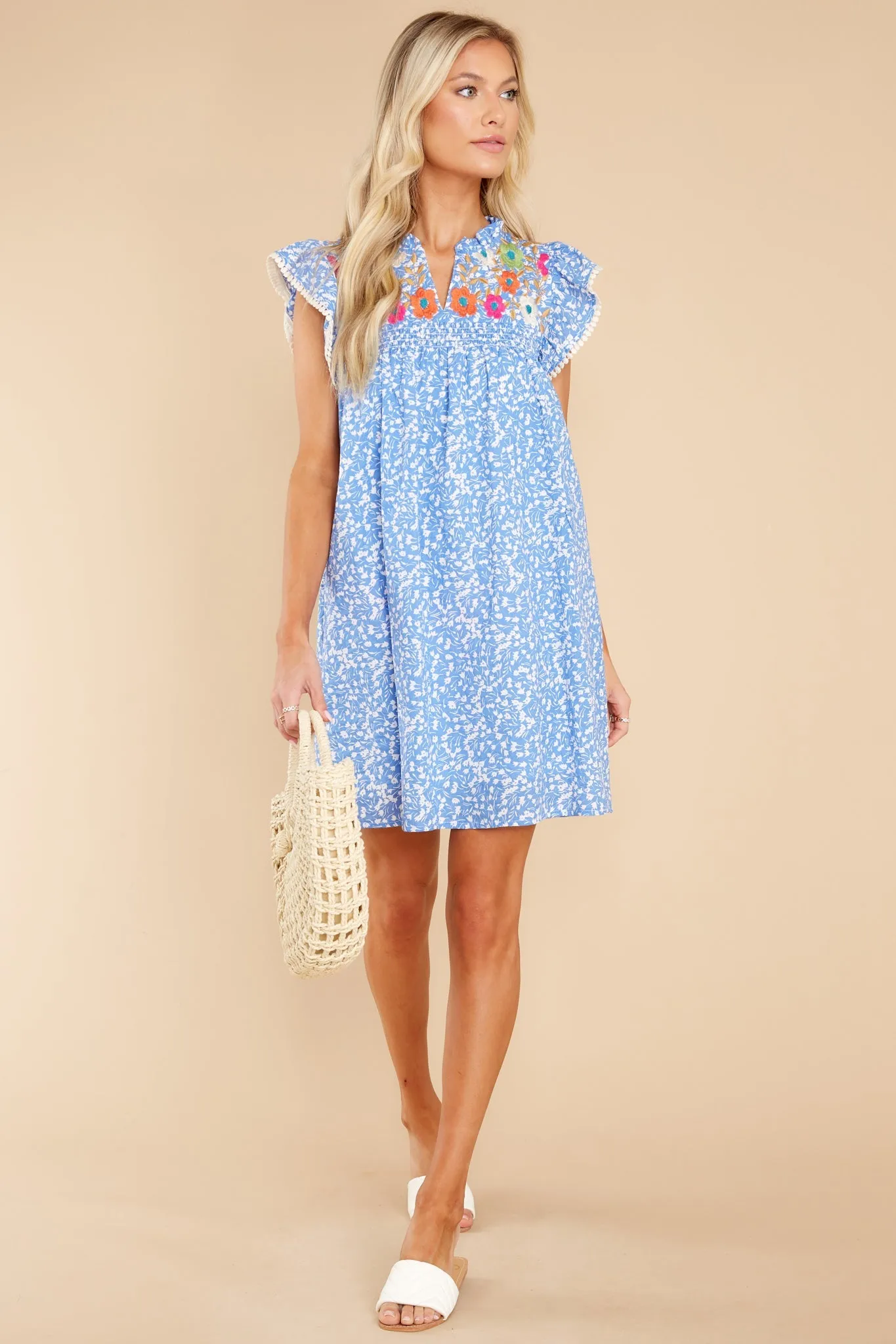 Dreaming Of Love Blue Floral Print Dress