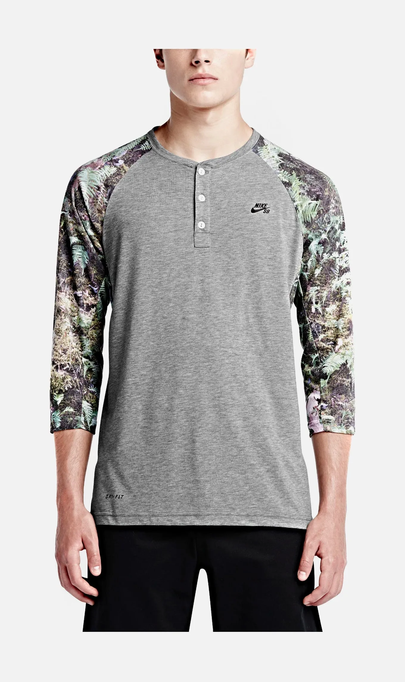 Dri-FIT Fern Henley Mens Shirt (Grey)