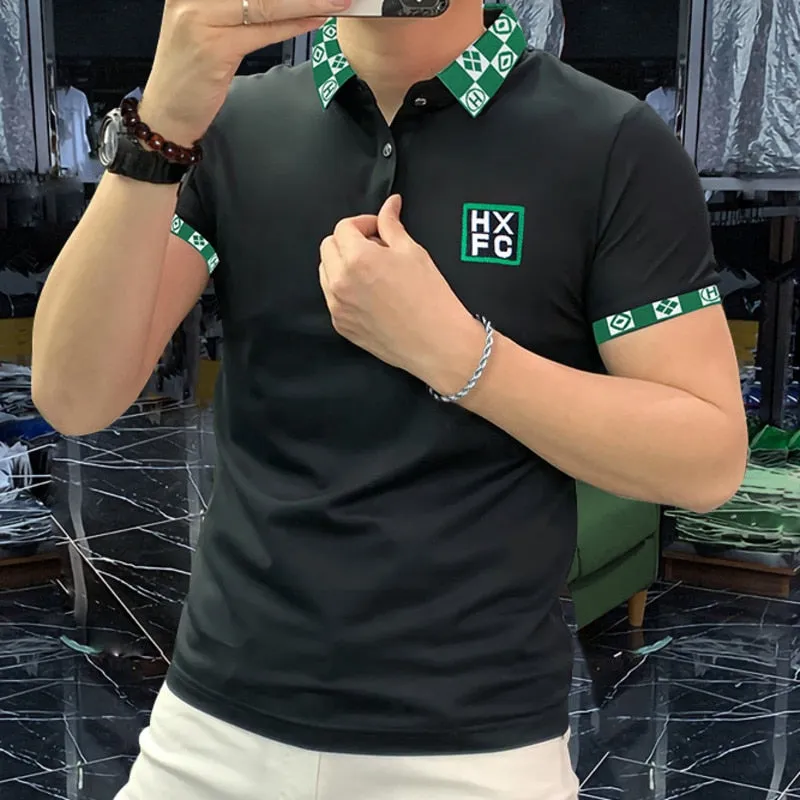 Emerald Vintage Pattern Slim Polo Shirt