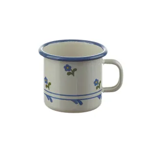 Enamel Children's Mug Cream with Blue Flowers