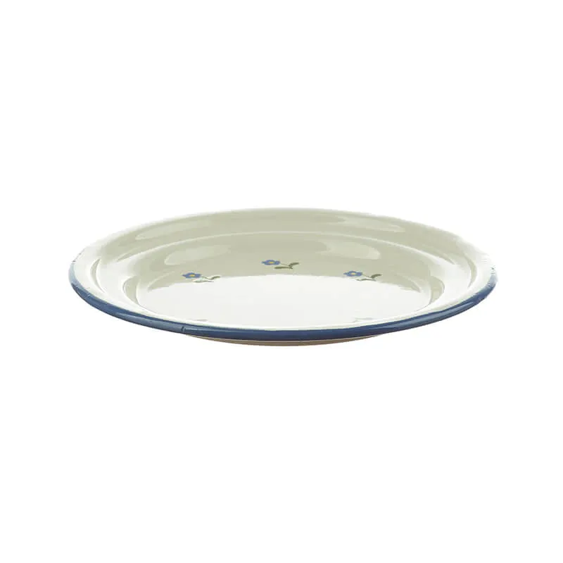 Enamel Children's Plate with Blue Flowers Decoration 14cm