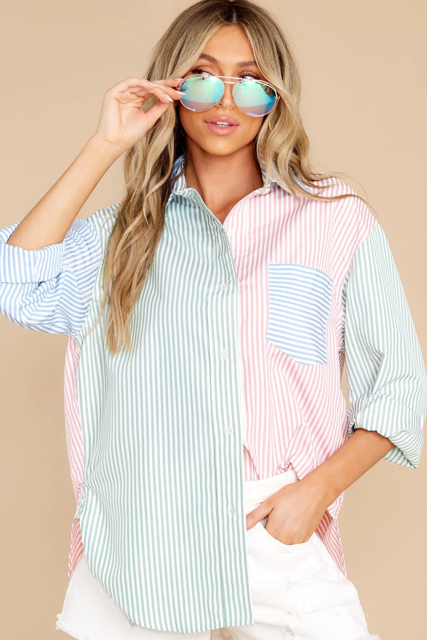 Endless Roads Blue Multi Stripe Top