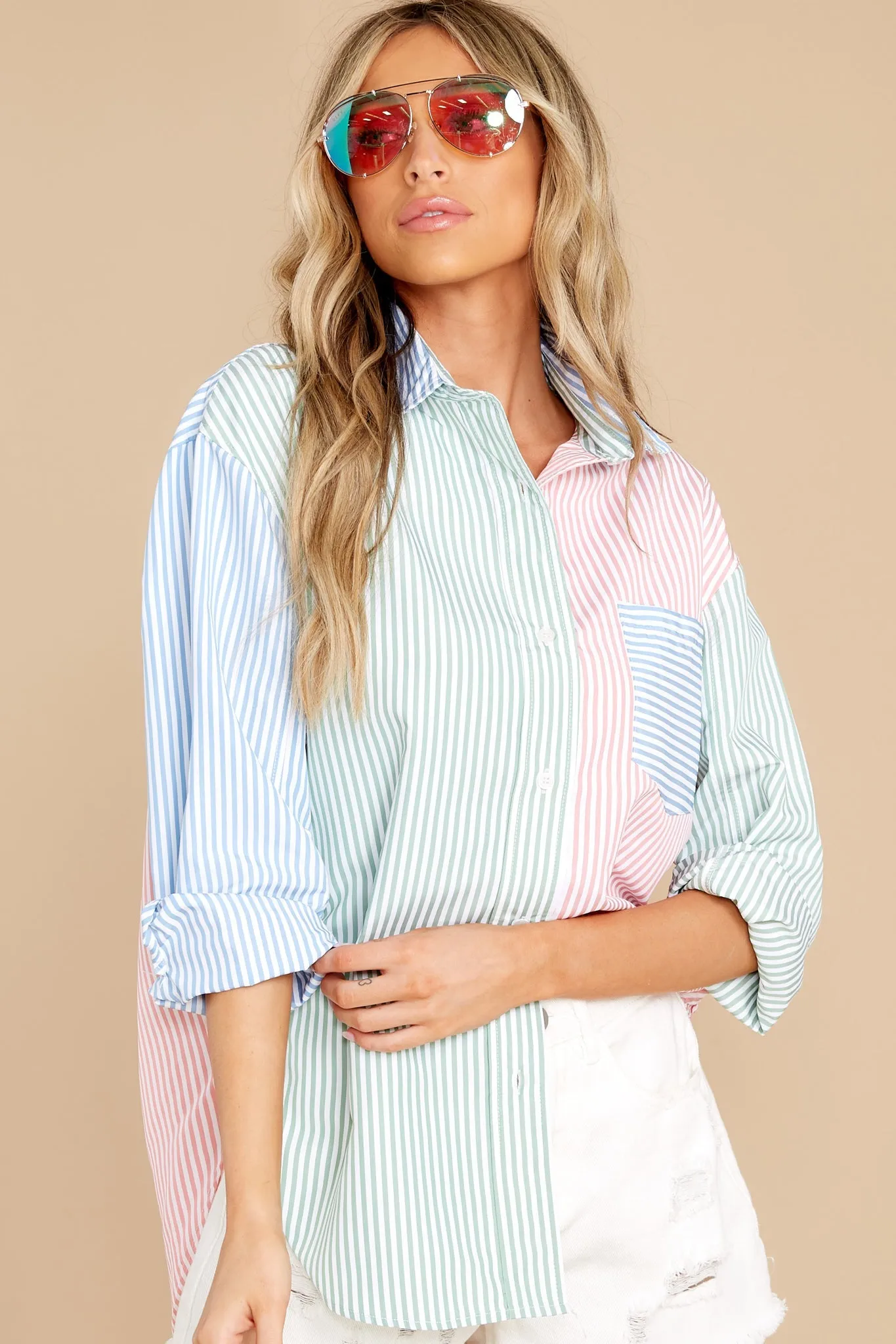 Endless Roads Blue Multi Stripe Top