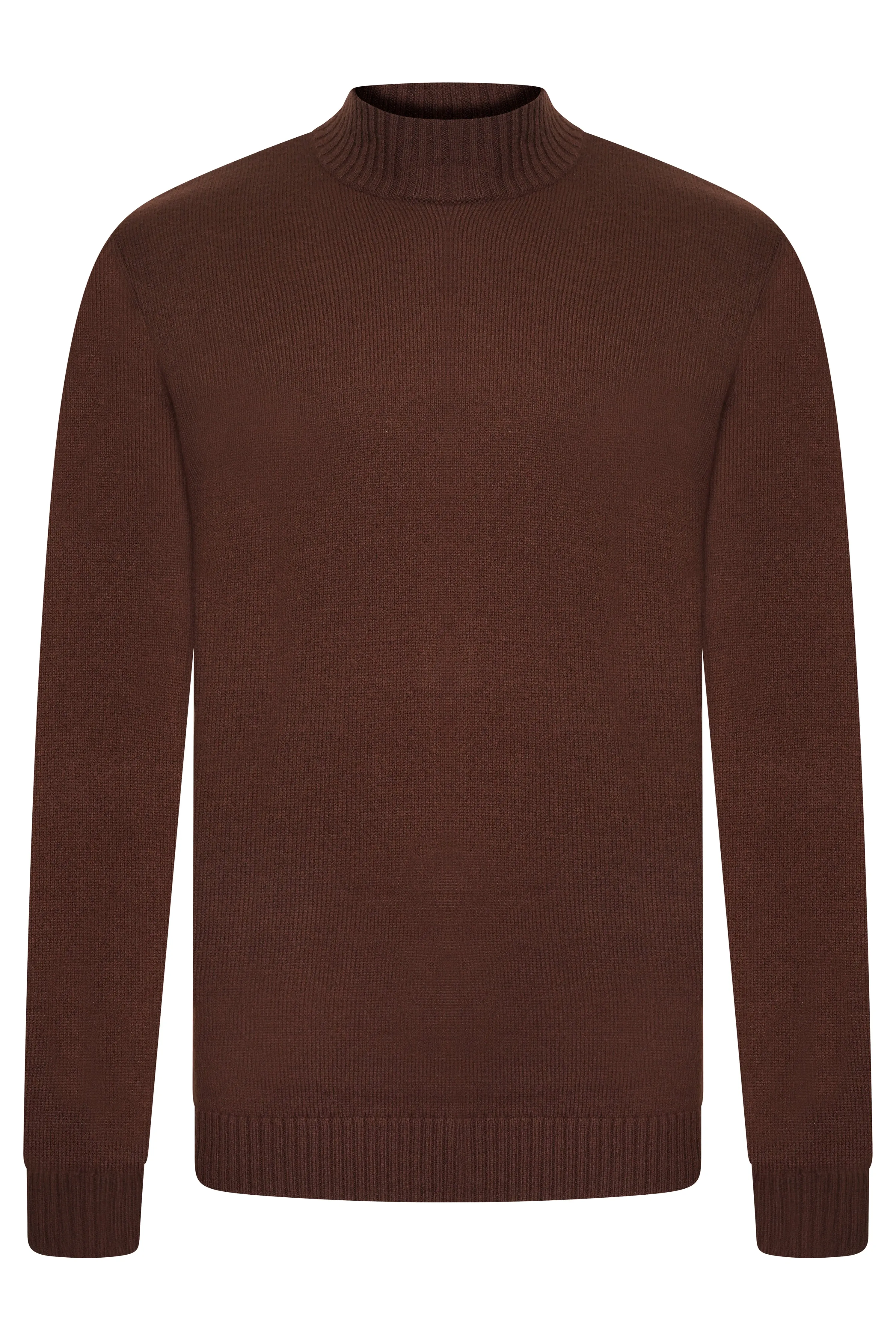 Evan Knitted Mock Neck Chocolate Jumper