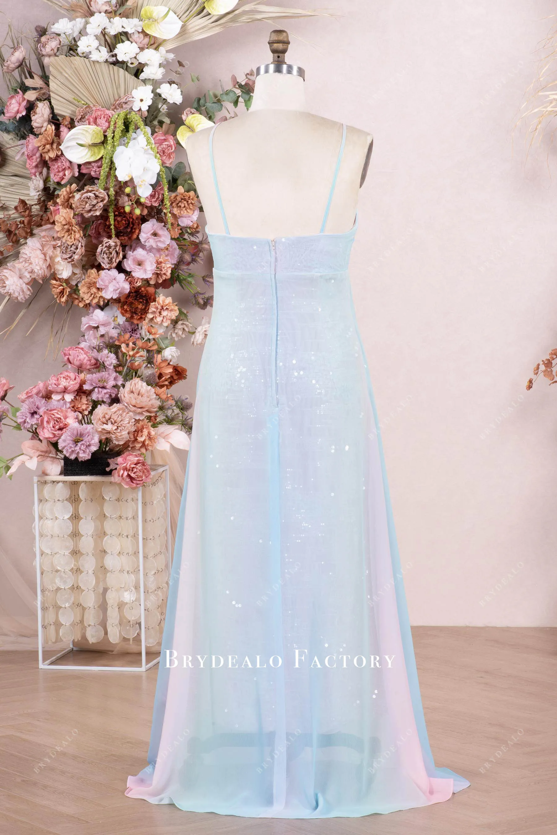 Fairy Ombre Chiffon Shawl Halter Neck Bridesmaid Dress