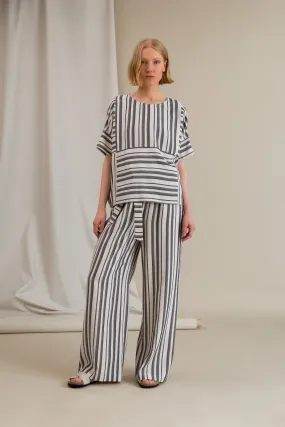 Fifi Striped Loose Fit Trousers Black/White