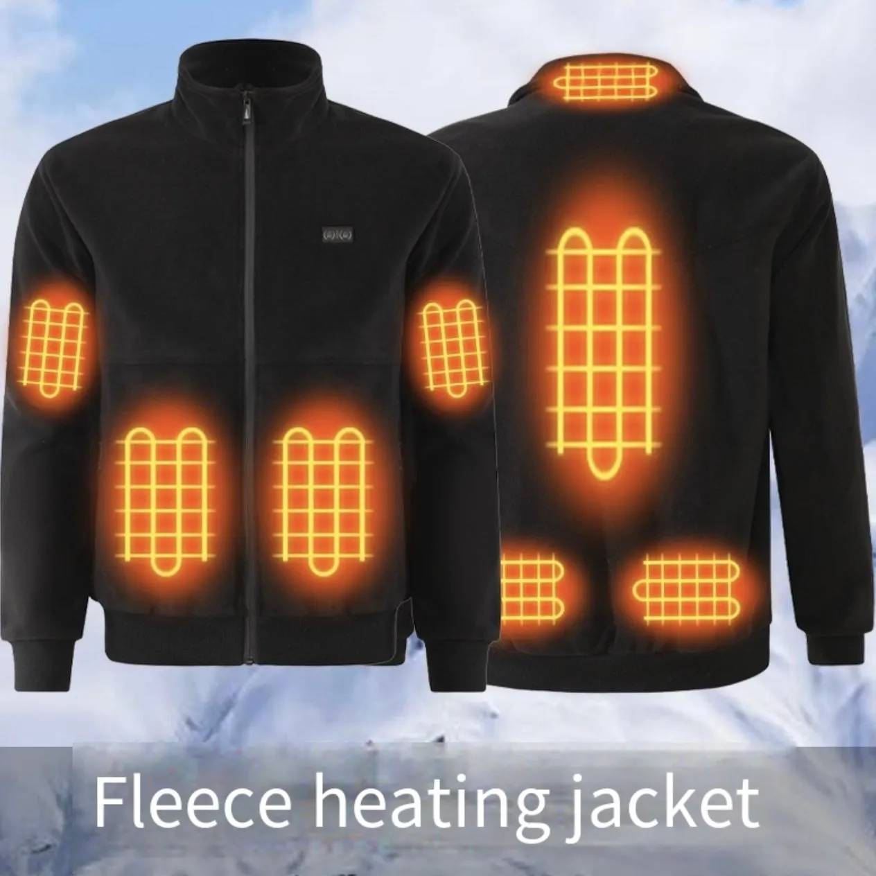 Fleece Heated Outdoor Jacket 8-Zone Heating with Stand-Up Collar for Ultimate Warmth