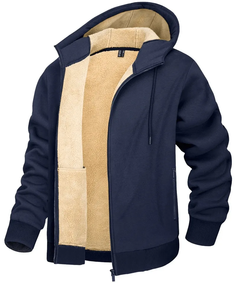 Fleece Lining Zipper Sherpa Jacket with Hood and Pockets / Casual Sportswear - SF0399