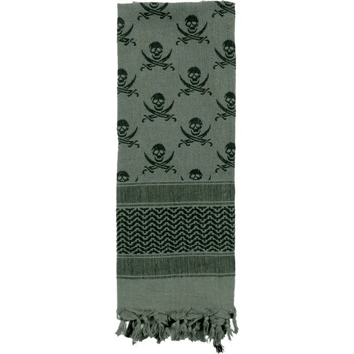 Foliage   Black - Skulls Pattern Shemagh Tactical Desert Scarf