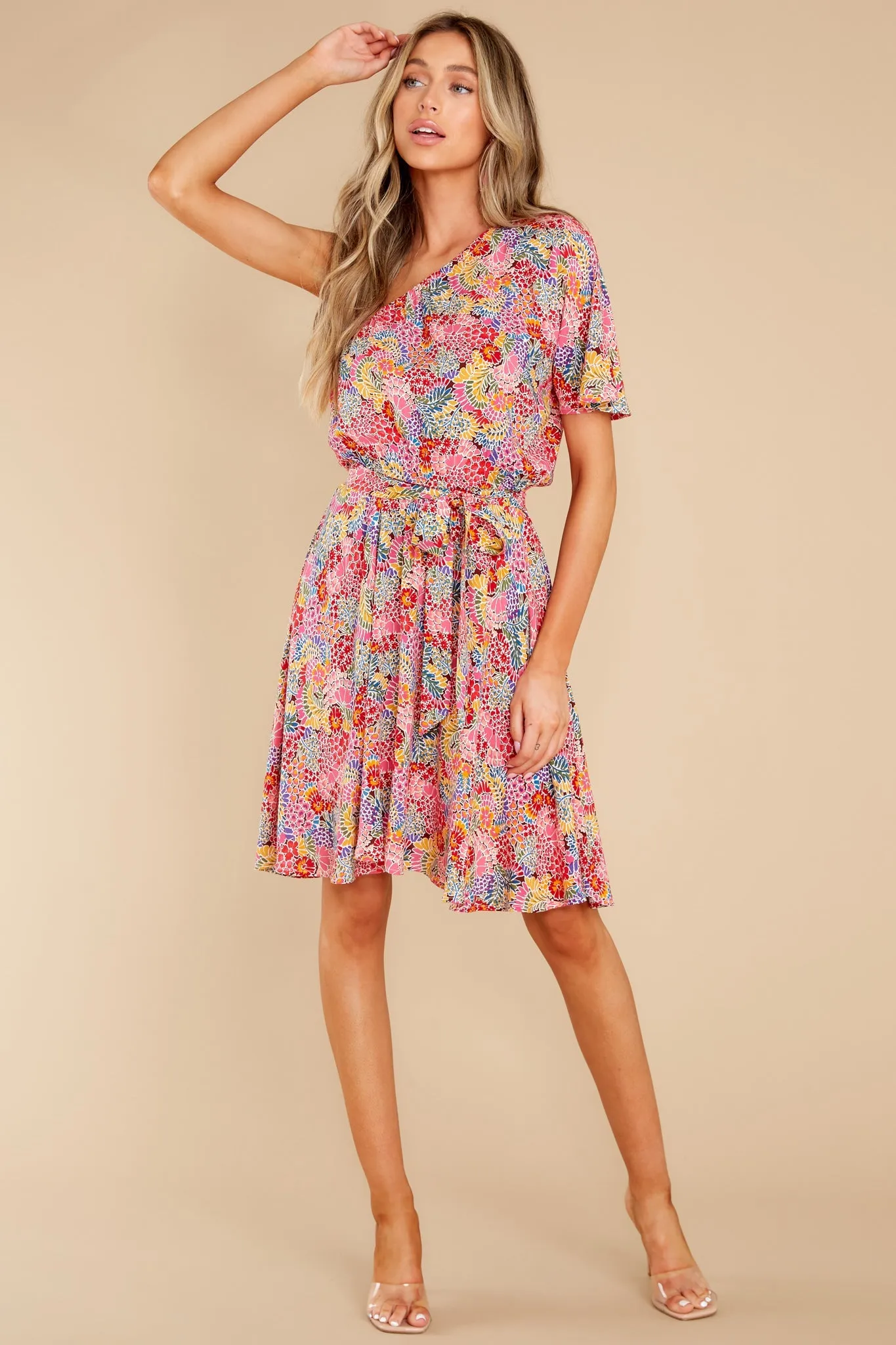 Good Times Ahead Pink Floral Print Dress