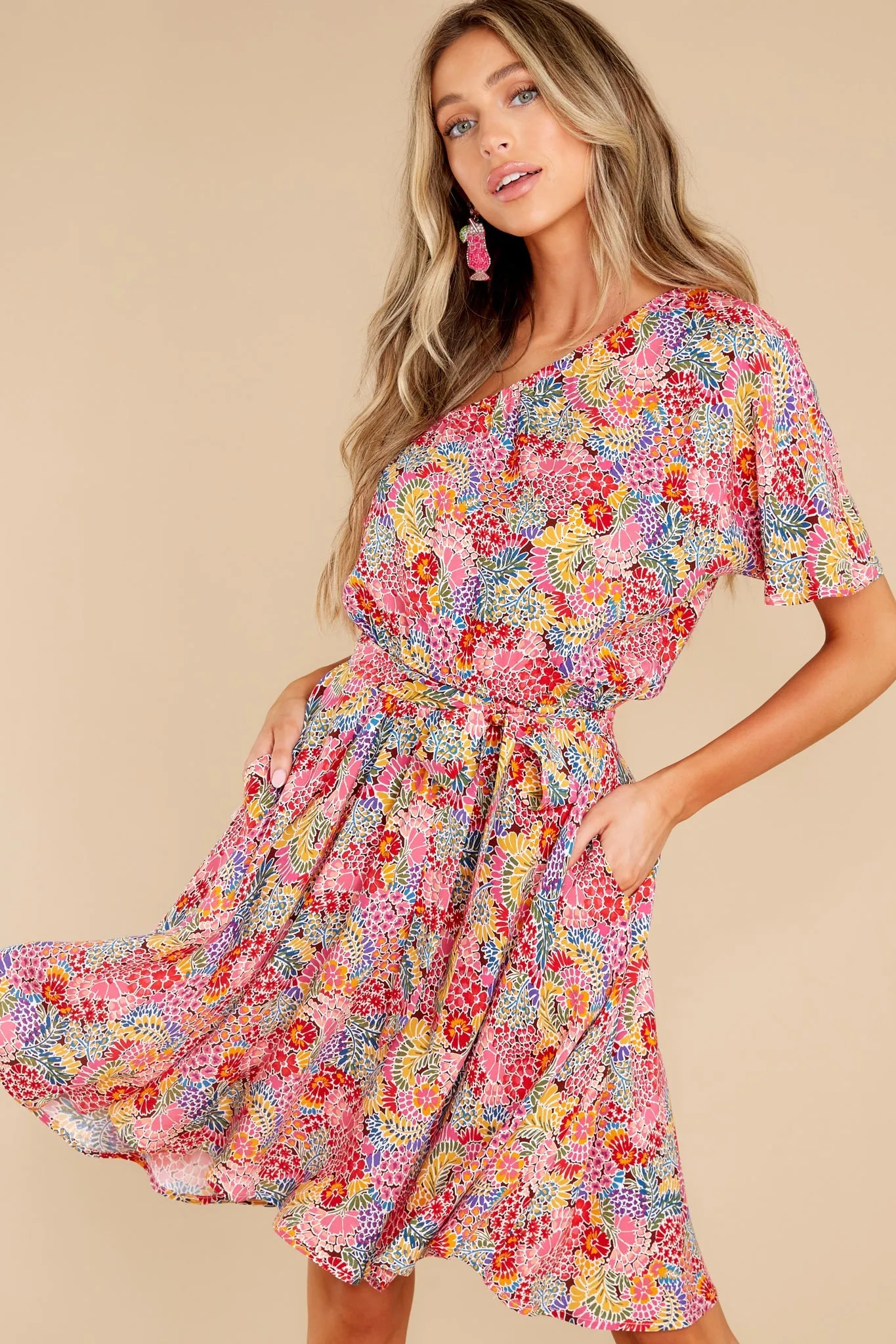 Good Times Ahead Pink Floral Print Dress