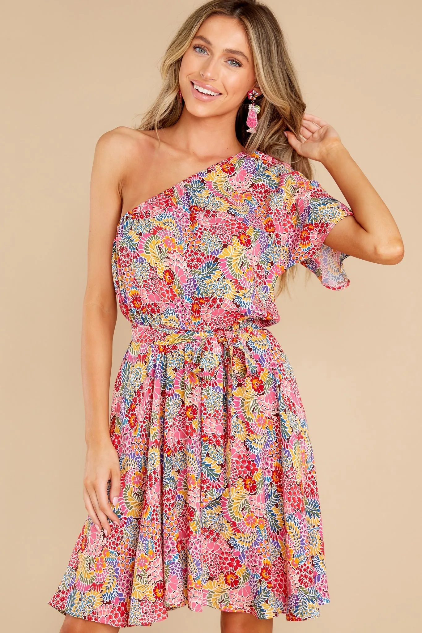 Good Times Ahead Pink Floral Print Dress