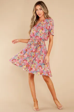 Good Times Ahead Pink Floral Print Dress