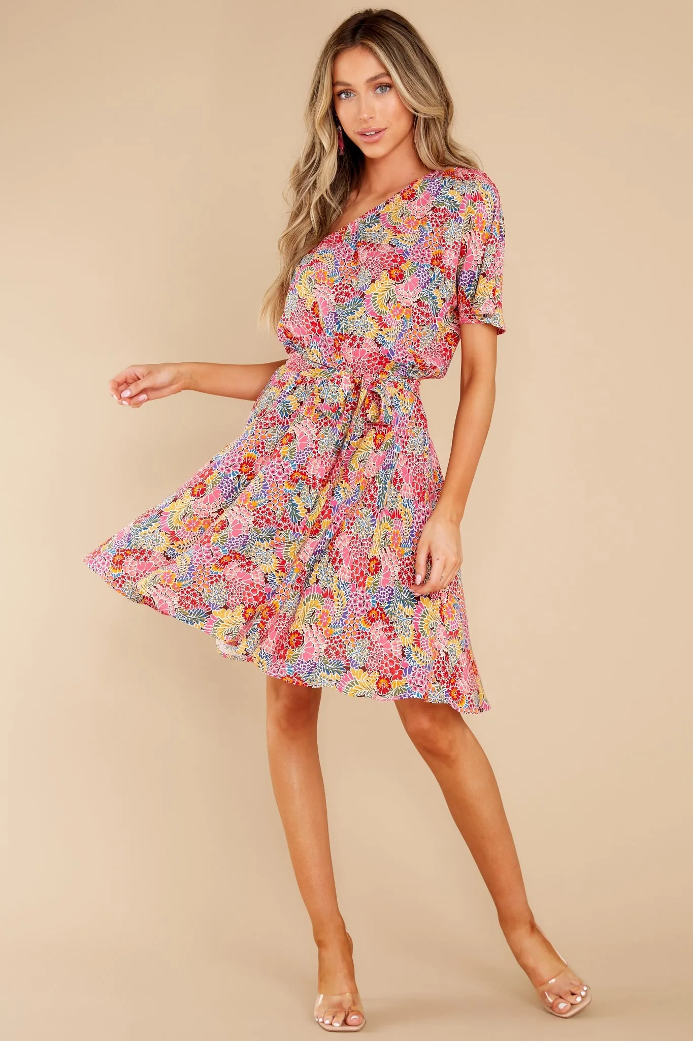 Good Times Ahead Pink Floral Print Dress