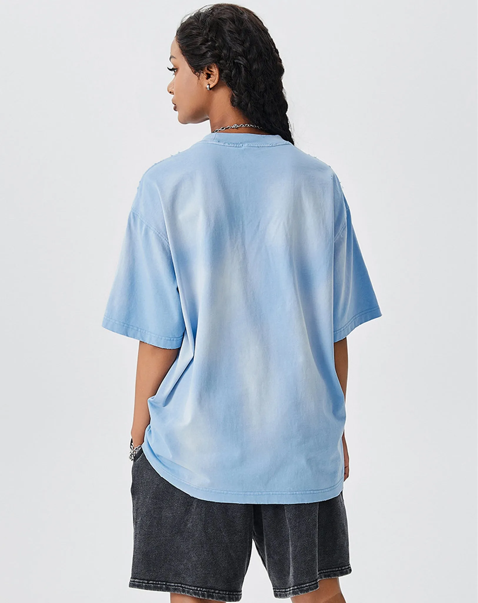 Gradient Color Spray Paint Washed T-shirt