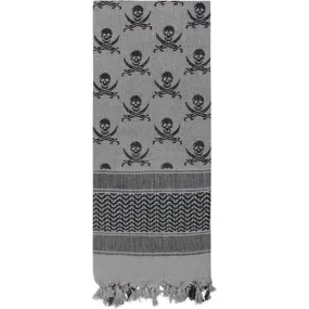 Grey   Black - Skulls Pattern Shemagh Tactical Desert Scarf