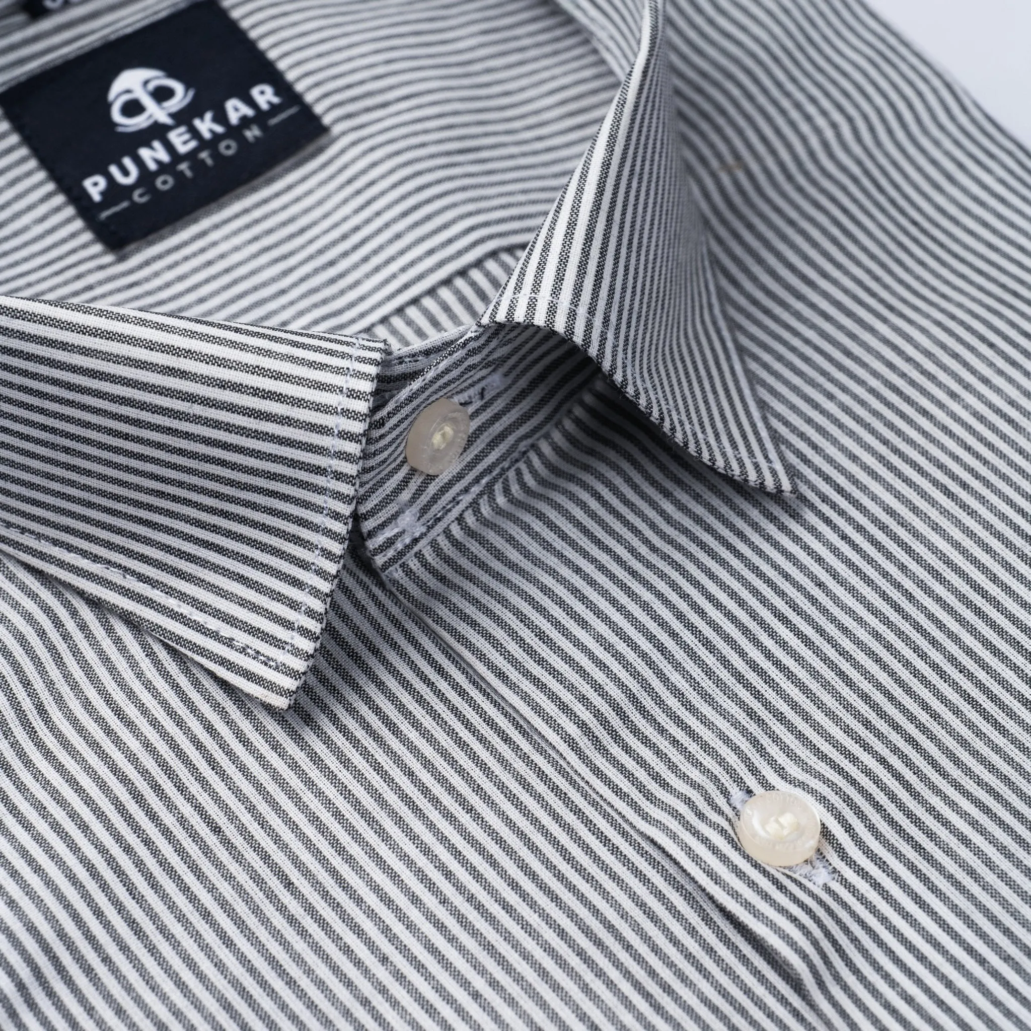 Grey Color Lining Paper Cotton Shirts For Men