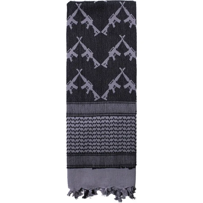 Grey - Crossed Rifles Shemagh Tactical Desert Scarf