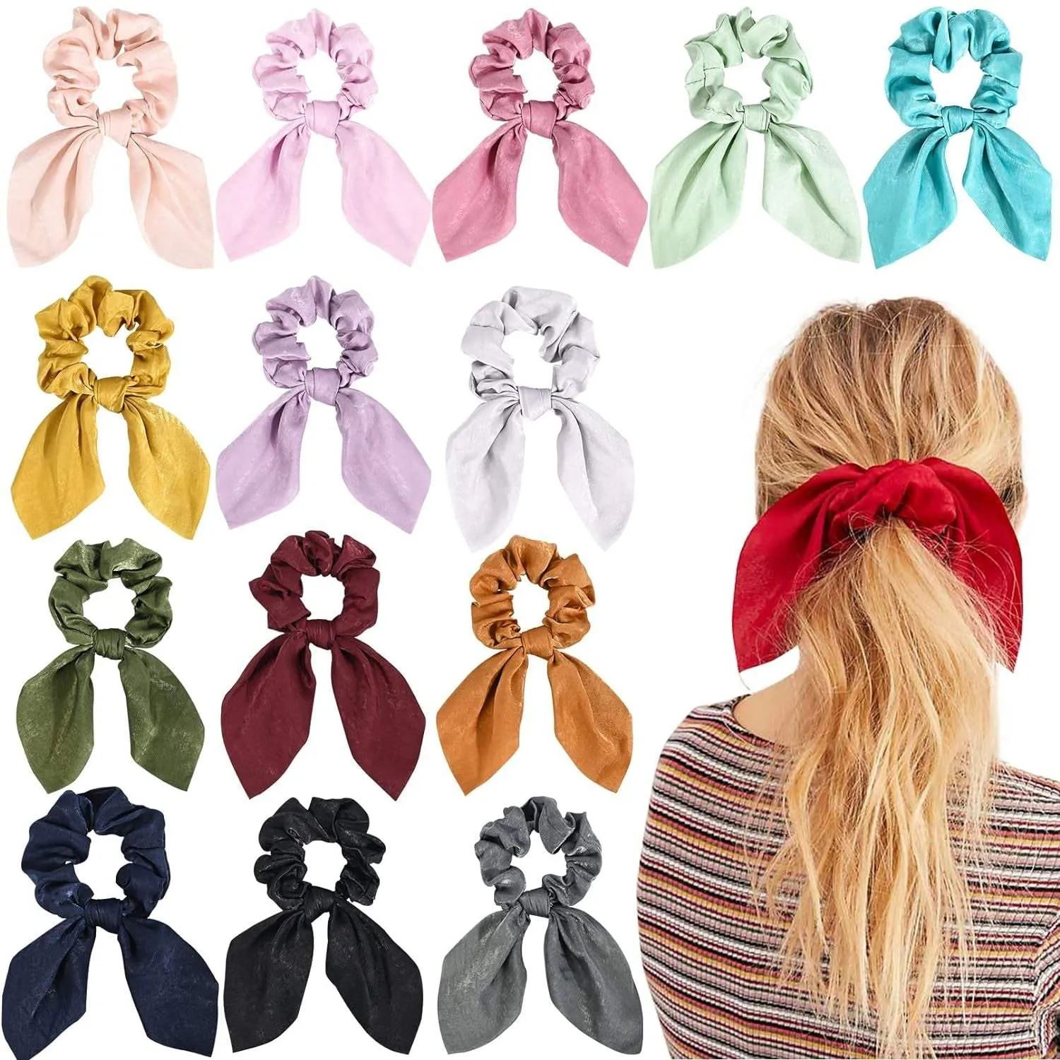 Hair Scrunchies Satin Silk Hair Ties 6PCS