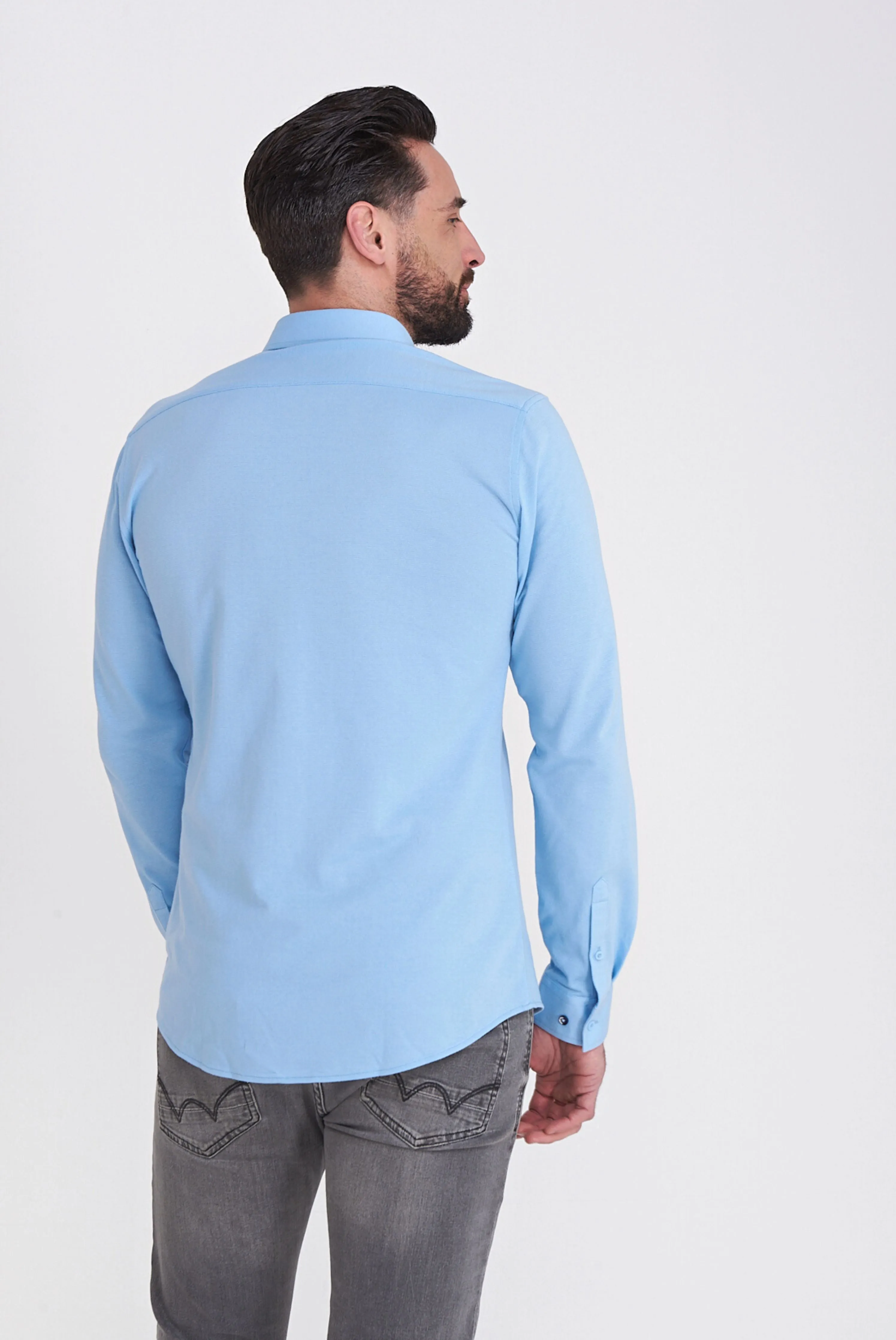 Harry Brown Pique Shirt in Light Blue