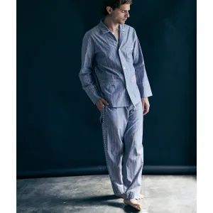 Hyperion Pajama Shirt in Grey with Red Stripe Italian Cotton