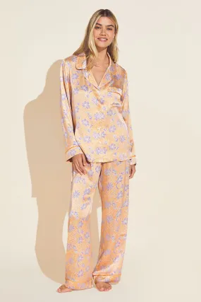 Inez Washable Silk Printed Long PJ Set