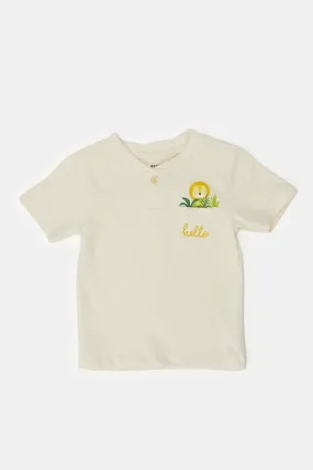 Infant Boys Cream Printed T-Shirt