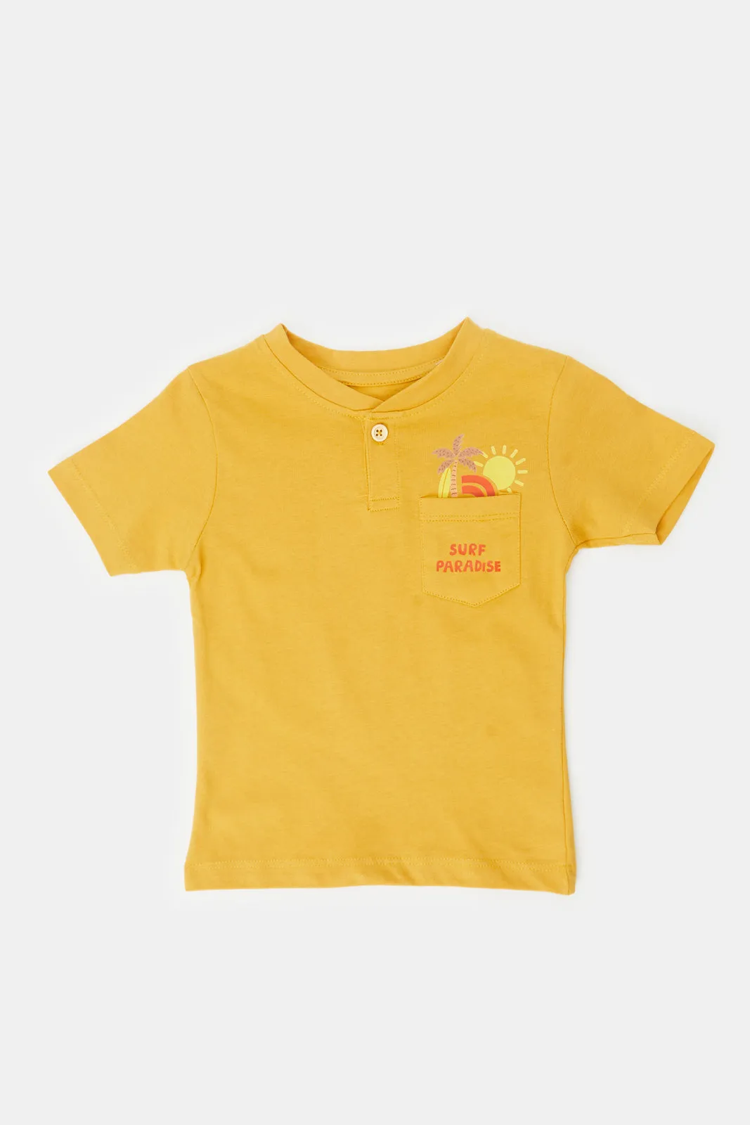 Infant Boys Mustard Printed T-Shirt