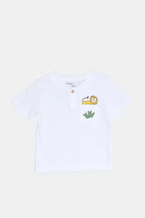 Infant Boys White Pocket Henley T-Shirt