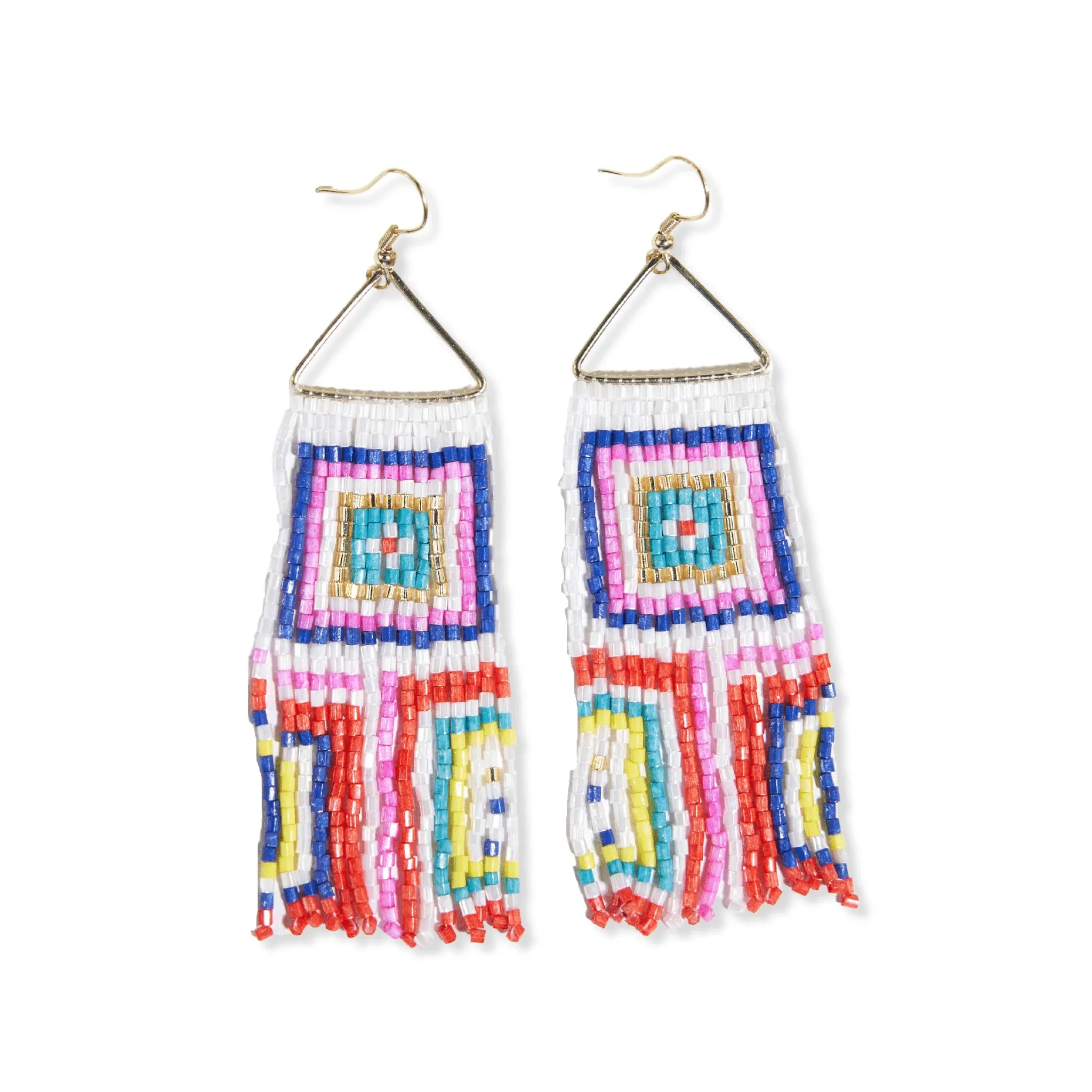 Ink   Alloy IA Brooke squares beaded fringe earrings SBER3220