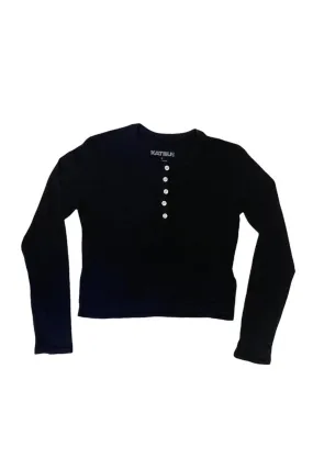 JUNIOR FEARLESS CROP LONG SLEEVE HENLEY- FINAL SALE