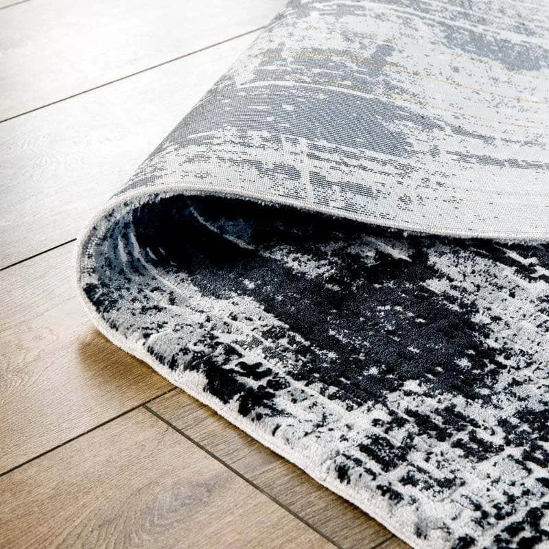 Kuza Black Abstract Rug - Multiple Sizes