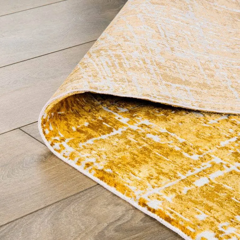 Kuza Gold Abstract Rug - Multiple Sizes