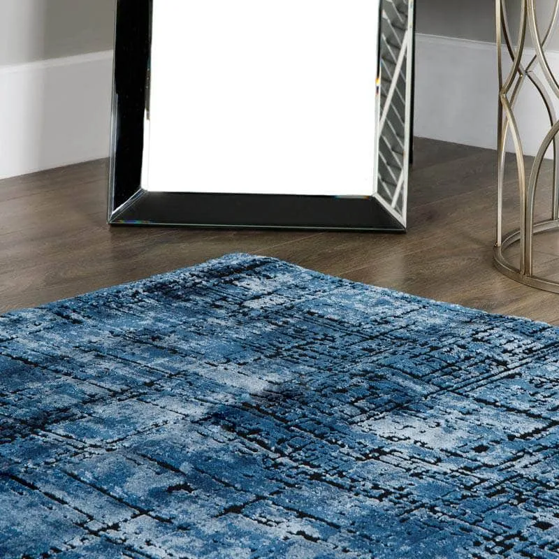 Kuza Navy Abstract Rug - Multiple Sizes