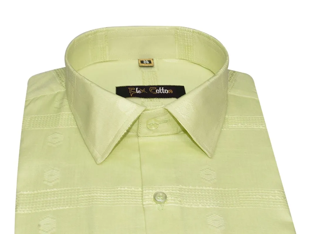 Light Green Color Cotton Embroidery Butta Patta Shirts For Men’s