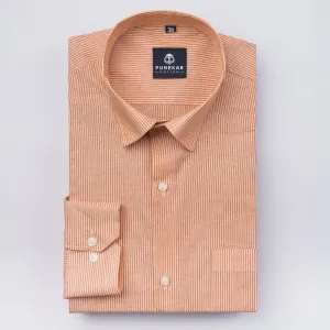 Light Orange Color Lining Paper Cotton Shirts For Men