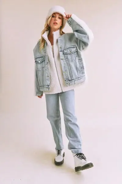 Loose Fit Sherpa Denim Jacket