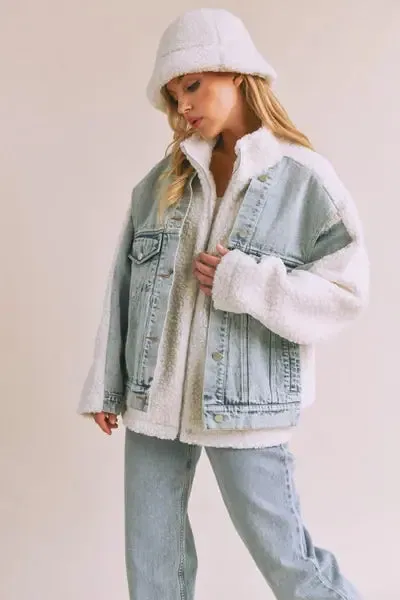 Loose Fit Sherpa Denim Jacket