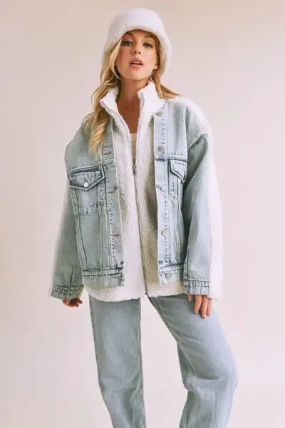 Loose Fit Sherpa Denim Jacket