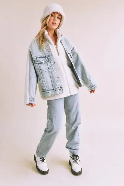 Loose Fit Sherpa Denim Jacket