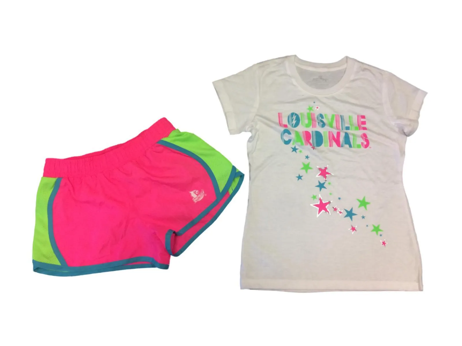 Louisville Cardinals Colosseum GIRLS Neon SS T-Shirt & Athletic Shorts Set (M)