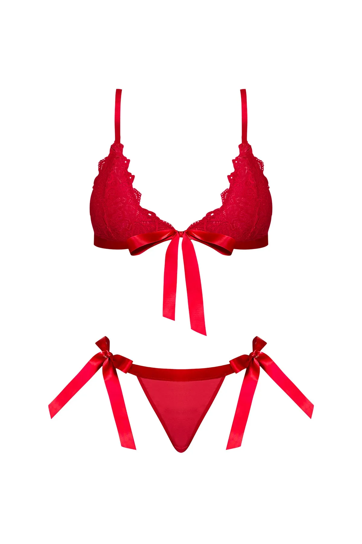 Magic Silk Sugar & Spice Ribbon-Tie Bra & Panty Set Red