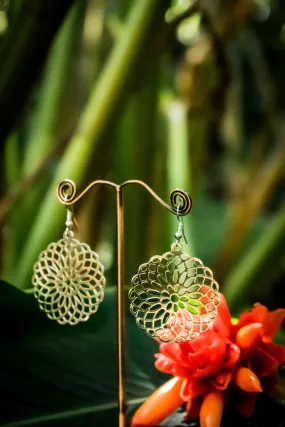 Mandala - White Brass Earings