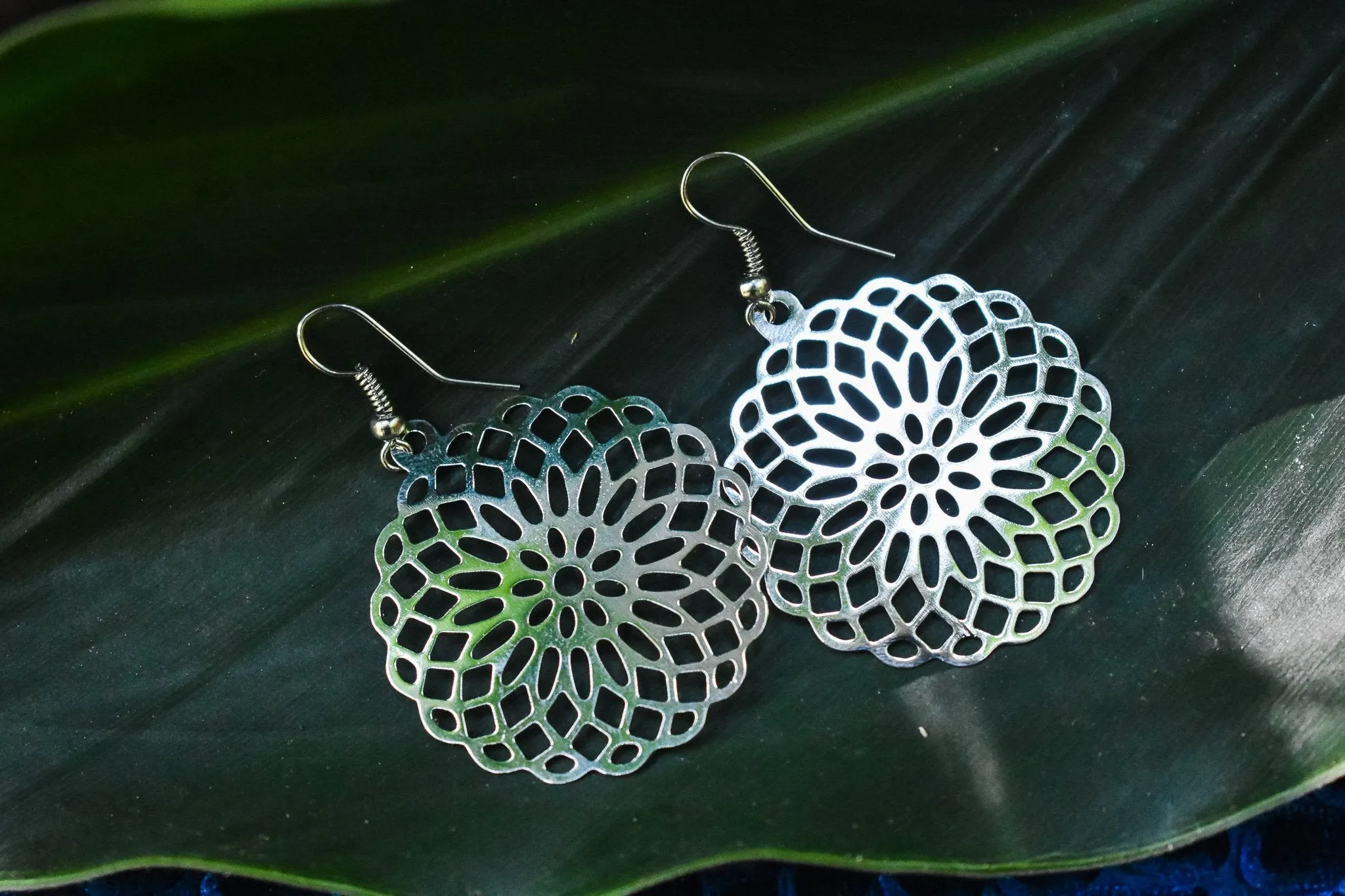 Mandala - White Brass Earings